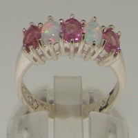 Britanci napravio je 9k bijelo zlato prirodno ružičasto turmalin i opal ženski vječni prsten - Opcije