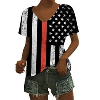 Gaecuw Patriots Twirts Dan nezavisnosti Žene vrhovi modni ljetni kratki rukav V izrez Casual bluza na