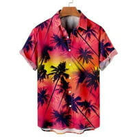 Funny T majice za muškarce Havajski kratki rukav rever 3D Štampana modna majica crvena m