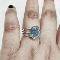 Prirodni plavi apatitni prsten, grubi prsten za apatitni, zacjeljivanje, obični prsten, srebrna, ženski
