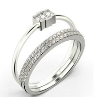 Zasljepljujući 1. karat baguette Cut Trilogy Diamond Moissite Angažman prsten, svady vjenčani prsten