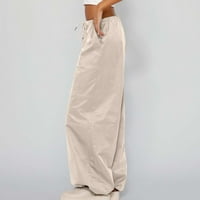 Teretne hlače Žene Visoko struksko crtanje sa džepovima Ležerne prilike dugačke pantske modne udobne