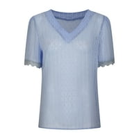 Careland Womens Ljetni vrhovi modni casual čvrsta majica kratkih rukava Boho udobna labava V-izrez bluza plus veličina vrhova ženskih vrhova, do 65% popusta
