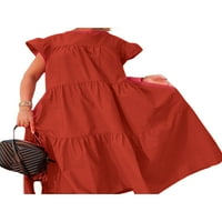 Douhoow ženska labava haljina casual s kratkim rukavima ruffle obrub mini haljine Swing sandress s-3xl