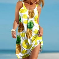 Ljetne haljine za žene plaža cvjetna print Slatka haljina uz pokrov za sunderss crewneck casual casual