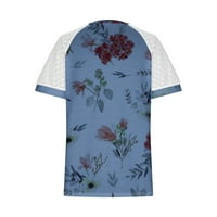 Hanas vrhovi Ljetni čipki dizajn kratkih rukava majica V izrez majica Dressy Raglan ubode udobne pamučne