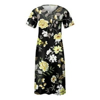 Haljine za žene ženski V-izrez kratki rukav cvjetni maxi haljine srednje dužine Ležerne prilike Maxi