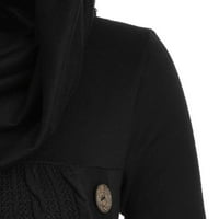 Twifer pulover džemperi za žene WOOW PLUS veličine čvrste boje gumne za kožnu s kapuljaču na ovratniku