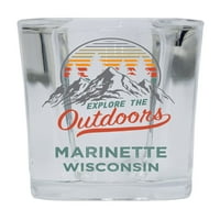 Marinette Wisconsin Istražite na otvorenom SOUVENIR SQUARE BASE The Wreir Staklo 4-pakovanje