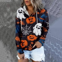 Sjetv zip hoodie pulover Jesen Ženski gumb gore niz Halloween grafički dugi rukavi dugim rukavima plus