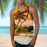 Muška proljetna ljetna casual plaža o vrat tiskani punila bez rukava bluza