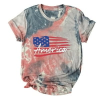 Drindf 4. jula vrhovi za žene Trendy Tie Dye majica kratkih rukava Ležerne prilike labave američke zastave
