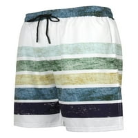 Sanviglor Muške kratke hlače Elastične struk Ljetne hlače Striped dno Leisure Beach odjeća Mini pantalone