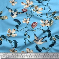 Soimoi Poly Georgette tkanina Robin, lišće i divlja cvjetni tiskani tkaninski dvorište širom