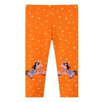 Rejlun Girls Elastične strugove hlače meke mršave pantalone atletski dugi narančasta narančasta 4T