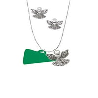 DELIGHT nakit akril 1,25 zeleni megafon srebrni ton čuvar anđela šarm ogrlica i naušnice
