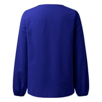 Forestyashe Ženske vrhove Dressy casual split v izrez labavi tunički bluze s dugim rukavima
