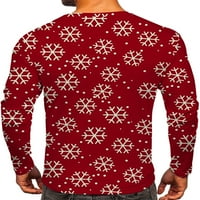 SprifAllBaby muški božićni majica s dugim rukavima posada vrat santa claus snjegović Print Slim Fit