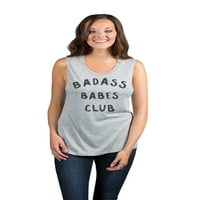 Badass Babes Club Ženski modni rezervou bez rukava na vrhu TEE Sport Sivi mali