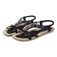 Colisha ženske ravne sandale boemske casual cipele Ljetne sandale hodanje udobne plaže crna 7.5