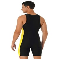 Muški atletsko kupaći kostimi za kupaći kostim s rukavima Brzo suho osip zaštita za kupanje Crno-žuti