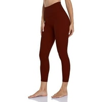Ženska visoka struka Čvrsta boja uska fitnes skrivene elastične joge hlače