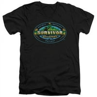 Trevco Survivor-All Stars - Odrasli kratkih rukava 30- V-izrez TEE - Crna - ekstra veliki