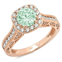 2.7ct okrugli rez zeleni simulirani dijamant 14k Gold Gold Anniverment Angagement Halo prsten veličine