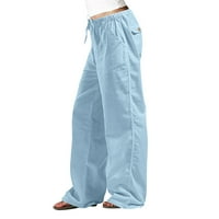 Hlače za žene Ležerne prilike u boji labavi džepovi Elastični pojas za struk duge hlače