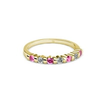 Pink Sapphire i dijamantni kamen vjenčanik 0. CT TW u 14K žutom zlatu.Size 7.5