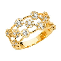 Jewels Lux14k Yellow Gold Ring Modna godišnjica Kubična cirkonija CZ Veličina 7
