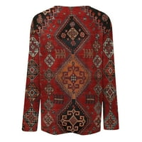 Sksloeg dugih rukava Žene Levan Aztec Etnički tiskovski vrhovi Trendi Dressy Bluzes Jesen Modni slatki