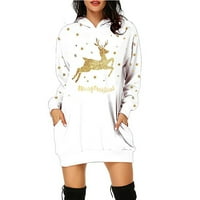 HGW ženske haljine plus veličina dama moda božićna kapuljača torba džepna print hoodie modna haljina