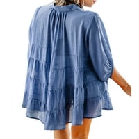 Niuer pamučna posteljina bluza za posteljinu za žene kaftan baggy gumb dolje majice dame dame zvona