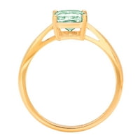 CT Sjajni smaragdni rez simulirani zeleni dijamant 14k žuti zlatni pasijans prsten sz 9.25