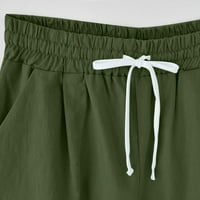 Zrbywb Ženske modne kratke hlače Žene Ljeto Visoki struk Print Pamučne posteljine hlače plus veličine