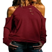 Julycc ženski dugi rukav šuplji otvoren Bluza na otvorenom na ramenu