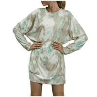Ljetne haljine za ženske plaže Dvostrana haljina modni vrat okrugli haljina s labavim rukavima Tie-boje