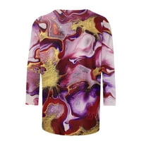 Dyegold rukavi za žene za žene Ljeto okrugle vrat Dressy Casual Vintage Cvjetni printske košulje Plus