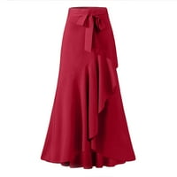 Rbaofujie ženske suknje vinske suknje ženski casual hakama neregularni list luk visoki struk dugi Culottes