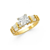 Dragulji LU 14K Žuto zlato Kubična cirkonija CZ zaručničke prstene veličine 6.5