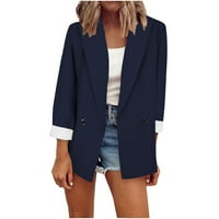 Blazer jakne za žene plus veličine modni casual čvrsti otvoreni prednji kardigan dugi rukav kaput mornarice