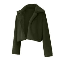 Zimski kaputi za žene Jesen moda Elegantna topla čvrsta boja otvorena prednja dugi rukav obrezan jaknu