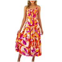 Ljetne haljine za prodaju za žene za žene bez rukava za tisak cvjetni uzorak Square Square Squide Fit