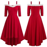 Miayilima Red XXL Ležerne haljine za žene Camisole Vintage Božićna haljina Solidna boja V-izrez Haljina