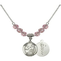 Ogrlica s rodijum-popisom W Light Rose Pink Oktobar mjesec rođenja Kamene perle i sveti Luke Apostol