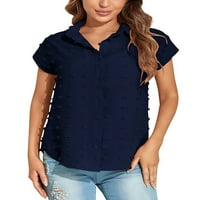 LUMENTO WOGE TAGGY radne majice Elegantna košulja od pune boje Tunic Casual okrugla bluza za rubu Navy