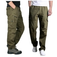 Ausyst teretne pantalone za muškarce plus veličina na otvorenom pamuk multi-džep elastični struk otporni