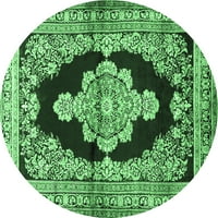 Ahgly Company u zatvorenom okruglom medaljonima smaragdno zelene tradicionalne prostirke, 5 'kruga