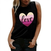 Vrhovi Ženska majica Casual Valentine za bluzu za bluzu Vest izrez Ženske tee TEE Ljubav Tee bez rukava